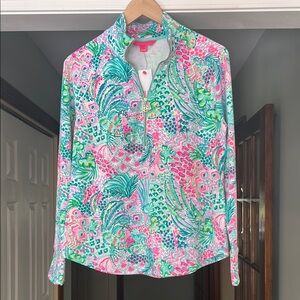 Lilly Pulitzer Colorful Long Sleeves 1/2 Zip Pullover Jacket Top Sweatshirt Sz S